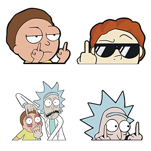 4PC Rick & Morty Car Sticker Anime Car Decals Anime Car Sticker for Window Anime Decals for Car Waterproof Window Car Motorcycle Laptop Accessories Sticker 5.6â€ (Rick&Mordy)