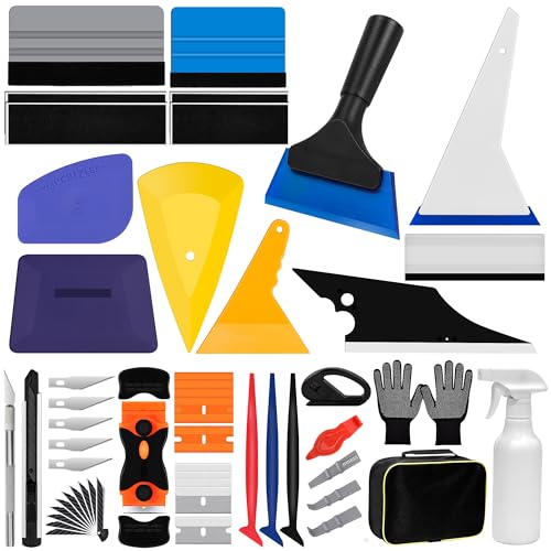 30 Pcs Car Window Tint Tools Kit - Professional Vinyl Wrap & Window Film Installation Set with Felt Squeegee, Micro Squeegee, Utility Knife, Spray Bottle for Automotive Glass Tinting & Privacy Film