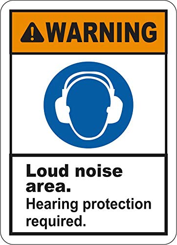 INDIGOS UG - Pegatinas - Seguridad - Advertencia - Hearing Protection Required Sign 127mmx89mm - Decal for Office - Oficina - Empresa - Escuela