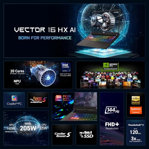 Image of msi Vector 16 inch Gaming Laptop 2026,Core Ultra 7 255HX,GeForce RTX 5070 Ti