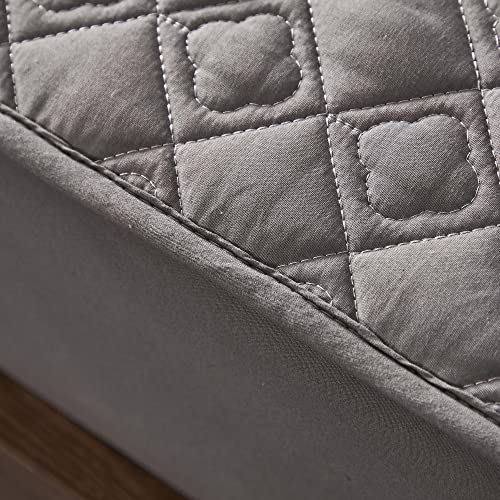 Ziqinpsq Gray Queen Size Fitted Sheet,Deep Pocket Fitted Sheet,Winter Warm,Breathable, Non-Slip Perfect For Skincare Bed Sheet,For 18”-24” In Mattress,Cotton Quilted Fitted Sheet #TOP7