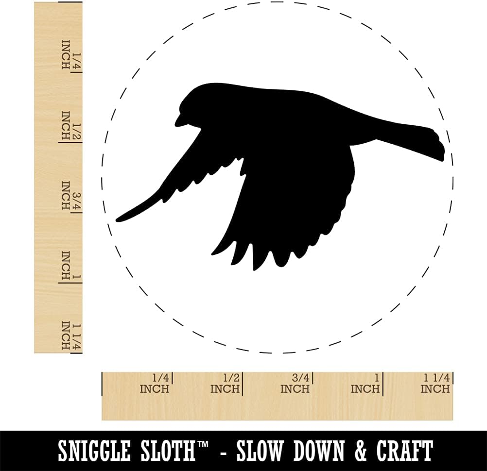 Finch Flying Bird Self-Inking Rubber Stamp Ink Stamper for Stamping Crafting Planners - 1-1/2 Inch Large - Red Ink