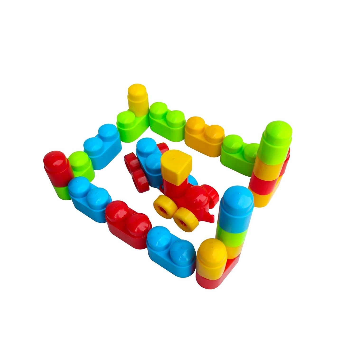 RAINBOW RIDERS Brain Development Variable Sliding Building Blocks Assembly Educational Toy for Kids Boys Girls 3+ Years - Plastic Multicolour (80 Pcs)