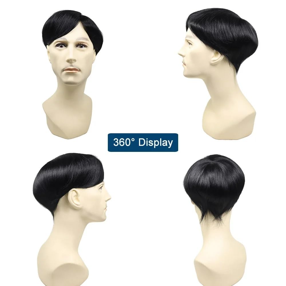Men's Toupee Parrucchino da uomo in pizzo da 6 pollici in PU parrucchino for capelli umani for parrucche traspiranti da uomo(17x22cm)