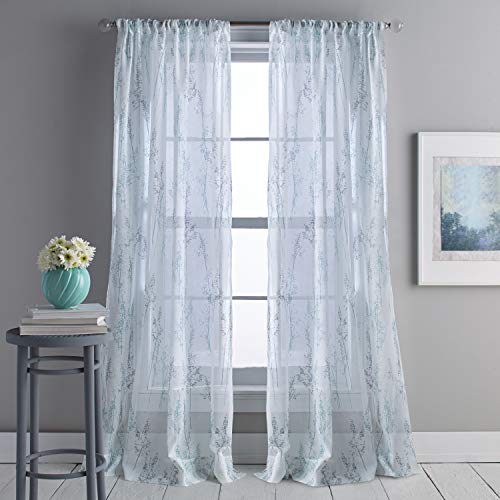 DKNY Whisper Sheer Window Curtain Single Panel, 84-inch, Aqua