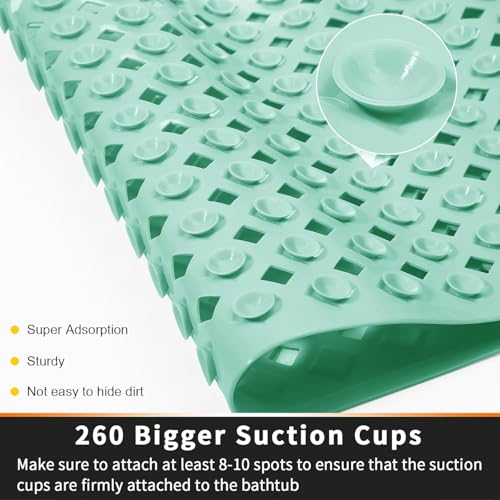 Image of Door mat Bathroom mats Anti Slip for Entrance Floor Foot Skid Bathtub Bath Shower Suction Cups (Mgreen 70x40cm)