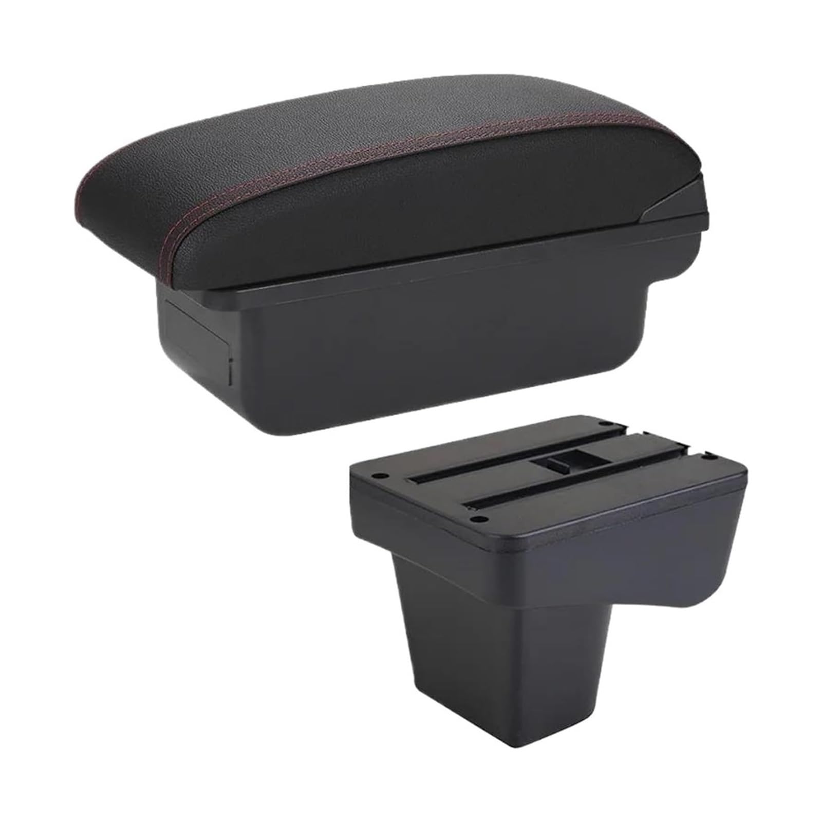 HCKCLMBMZW For Suzuki For Vitara Car Armrest Box Central Store Content Storage Arm Rest Modification Interior Retractable Leathe Car Armrest Center Console(C1 Black Red No Usb)