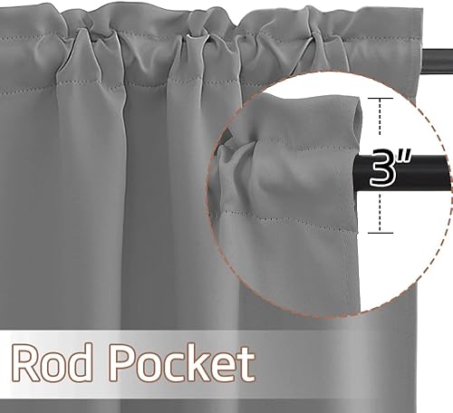 Vista 45 de NICETOWN Paneles de cortina opacas para ventanas pequeñas, con aislamiento térmico, oscurecimiento de habitación, bolsillo para barra, para cubrir