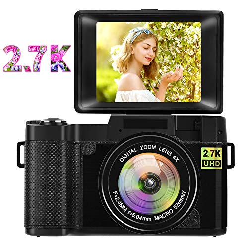 Digital Camera Vlogging Camera,24MP Full HD 2.7K 25FPS YouTube Camera with Retractable Flashlight