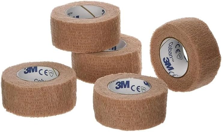 Coban 3M Self- Adherent Wrap, 1"x 5yds, Pack of 5 Rolls, Tan