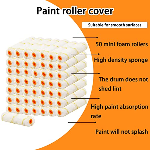 Hubaow 50 Pieces Paint Roller Cover, 6 Inch Microfiber Roller Covers, Washable Covers For Roller Frame, House Painting Supplies, Naps For Paint Roller Brush For Painting Walls Ceilings #TOP2