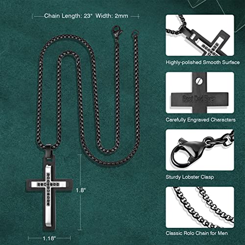 Paitain Cross Necklace For Men Birthday Gifts For Dad Jewelry For Men Dad White Gold Filled Titanium Steel Cross Diamond Pendant Necklace Christian Gifts For Men On Birthday Anniversary Valentines Day Christmas #TOP3