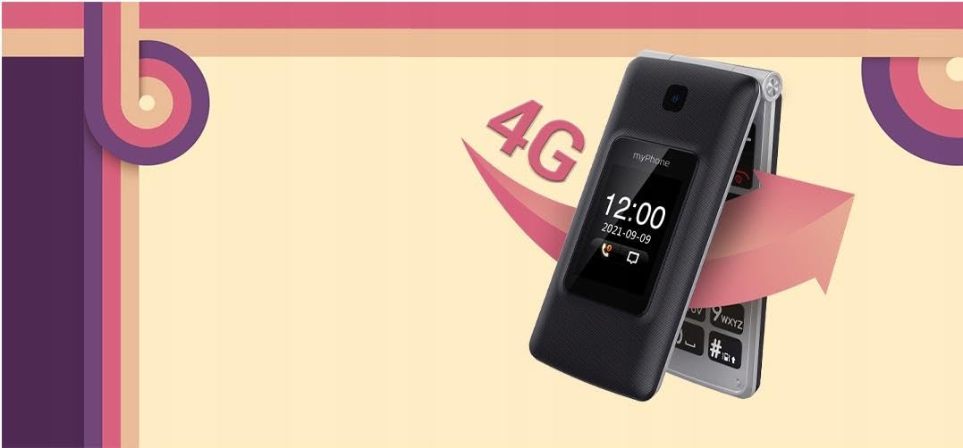 myPhone Tango LTE Telefon Z Klapką, Duża Bateria 1400 Mah, Sieć 4G, dwa duże wyświetlacze, ekran 2.4" oraz 1,77”, Aparat, Dual Sim, Slot Na Karte Microsd, Duże Klawisze