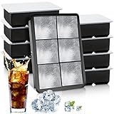 Lounsweer 8 Pcs Large Silicone Ice Cube Tray with Lid 2 Inch Square Big Ice Cube Molds for Cocktails Whiskey 6 Cavity Ice Trays for Freezer Easy Release Ice Cube Maker for Food Wine Juice