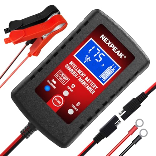 Chargeur de Batterie de Voiture 1,75 A, 6 V et 12 V, Chargeur de Batterie Intelligent entièrement...