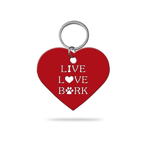 MACOS Engraved Personalised Heart Pet Tag for Dogs and Cats [Red]