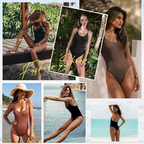 Zando Black One Piece Swimsuit Women Bathing Suit For Women Tummy Control Womens Ribbed Bathing Suits Women Swimsuit Slimming Swimsuits For Women Swimwear Modest One Piece Swim S thumb #5
