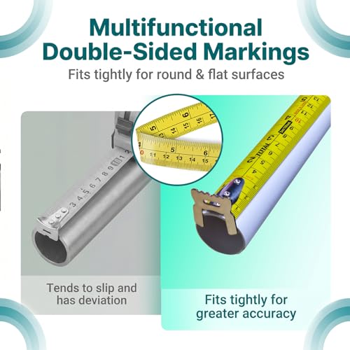 Image of TOTAL 3m x 16mm Steel Heavy Duty Measuring Tape with Double Sided Metric & Inch Scale, 3 Lock Buttons, Matte Anti-Glare Blade, Shockproof Rubber Case with Belt Clip Tape Measure for Construction Use