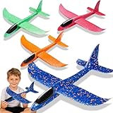 GlyndraPetal 37CM Aereo Giocattolo Polistirolo per Bambini - 4 Pezzi Aerei Aeroplano Giocattolo, Giochi Regalo Bambina Bambino, Aliante Aeroplano Schiuma per Grande Giochi Giardino Esterno