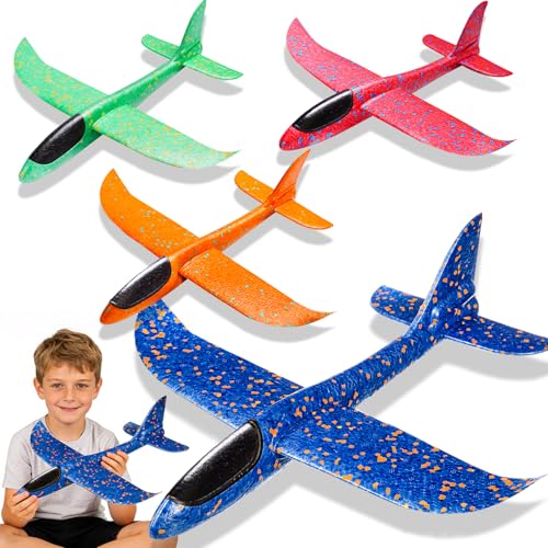 4 Stück Flugzeug Spielzeug Styropor Flugzeuge für Kinder - Spielzeug für Draußen Styroporflieger Flieger, Planes Airplane Wurfgleiter, Kindertagsgeschenke, Junge Mädchen Geburtstagsgeschenke