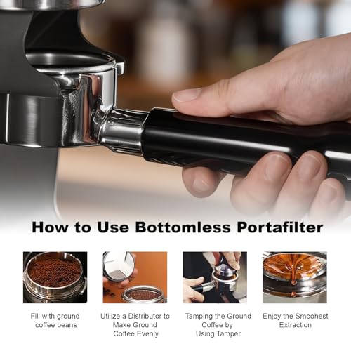Image of 54mm Bottomless Portafilter for Breville Barista Express 18g Filter Basket Fit Breville 54mm Espresso Machines (BES870XL 880BSS 878BSS 840XL 500BSS 450BSS Duo Temp Pro) Black Portafilter