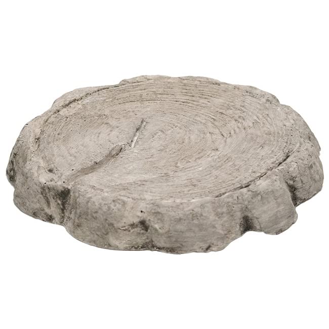 Athens Pre-Aged Small Log Stepping Stone, Gray Concrete Log Slice Design, 13.5"x14"x2", Durable Garden Path Accent, Rustic Woodland Look, Outdoor & Indoor Use, Made in USA