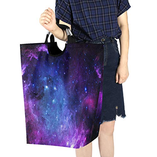Image of senya Large Laundry Basket Shopping Foldable Clothes Bag Collapsible Fabric Laundry Hamper Folding Washing Bin (Galaxy Nebula Space)