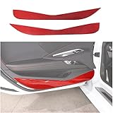 Soft Carbon Fiber Car Door Anti Kick Panel Trim Sticker Compatible with Chevrolet Corvette C8 2020-2026, Inner Door Anti Kick Decorative Panel Protection Accessories 2Pcs (Red)