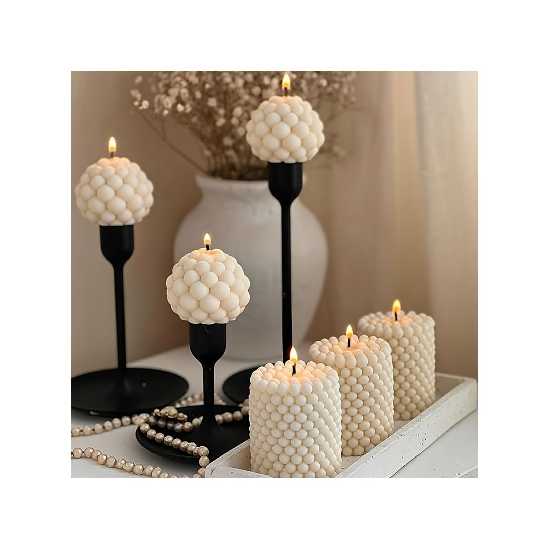 Silicone Candle Molds, 3D Bubble Cylinder Scented Candle Mold, Cozy Atmosphere Design, Colorless, BPA Free, Silicone Molds for Candle Making, DIY, Resin, Wax, Soap, Clay, Chocolate Etc