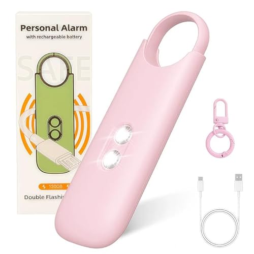 Alarme personnelle,Alarmes personnelle pour 130dB sifflet ,Porte clé Alarme pour Femmes,Alarmes de Poche pour Enfants,Femme,et Personnes Âgées,avec Lumière Flash