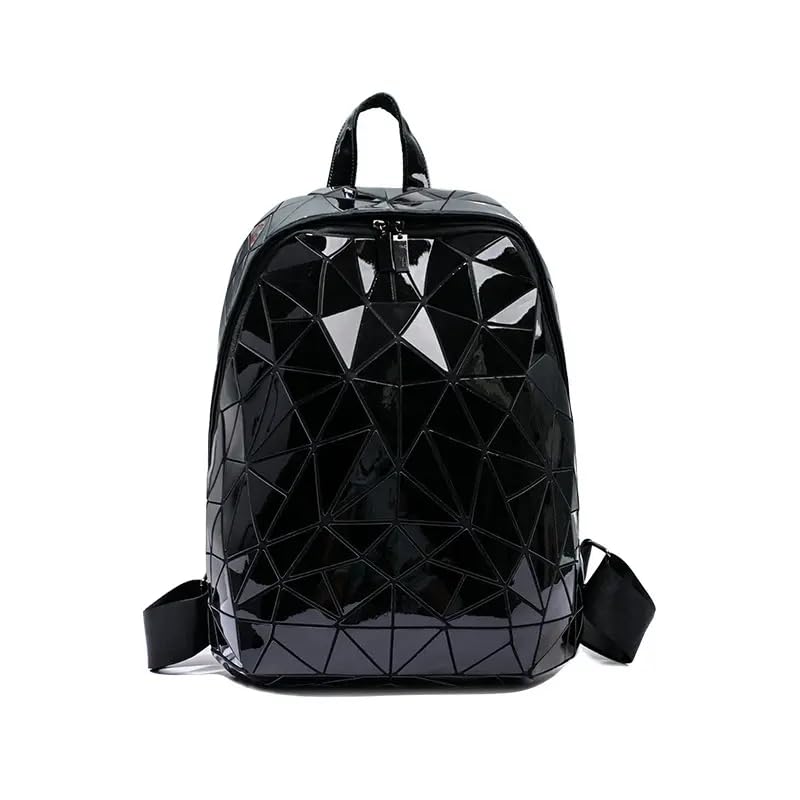 Image of Batcat Geometric Backpack Holographic Luminous Backpacks Reflective Bag Luminesk Irredescent Rucksack (Black)