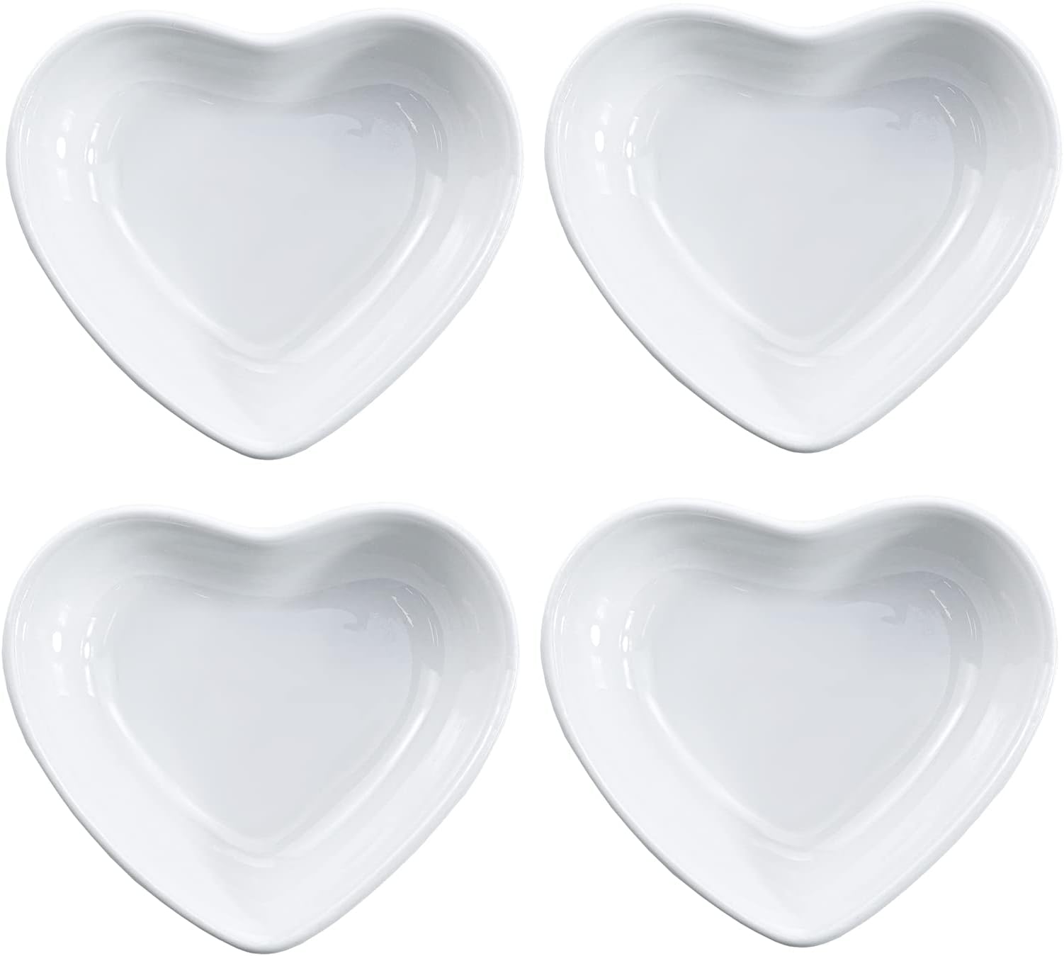 SOCOSYHeart-shaped Multipurpose Ceramic Sauce Dish Seasoning Dishes Sushi Dipping Bowl Appetizer Plates Serving Dish Saucers Bowl(Set of 4)