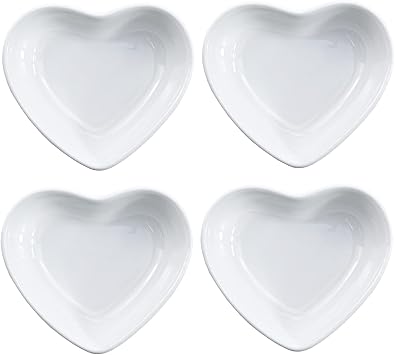 SOCOSY Heart-shaped Multipurpose Ceramic Sauce Dish Seasoning Dishes Sushi Dipping Bowl Appetizer Plates Serving Dish Saucers BowlSet of 4
