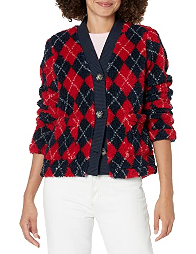 Tommy Hilfiger Women's Thin Button Up Sweater, Scarlet Multi, X-Large #TOP27