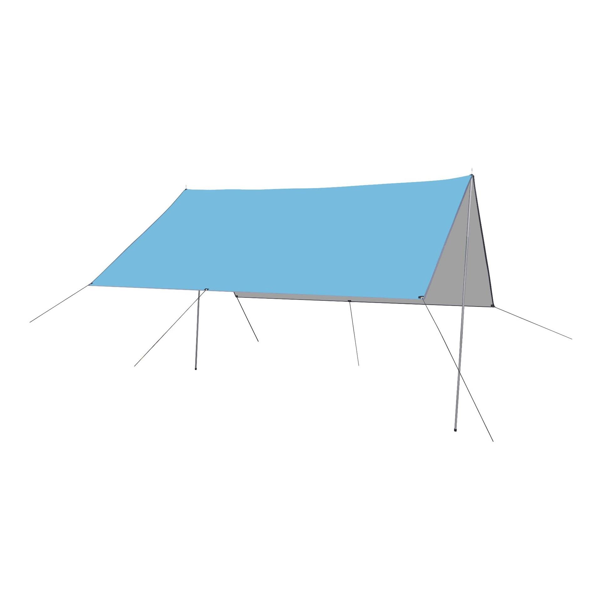Toit de tente de camping - 3 x 3 m - Avec barre de support, piquets et cordon en nylon (turquoise)