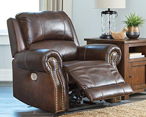 Signature Design By Ashley Buncrana Power Recliner With Adjustable Headrest, Brown #TOP1