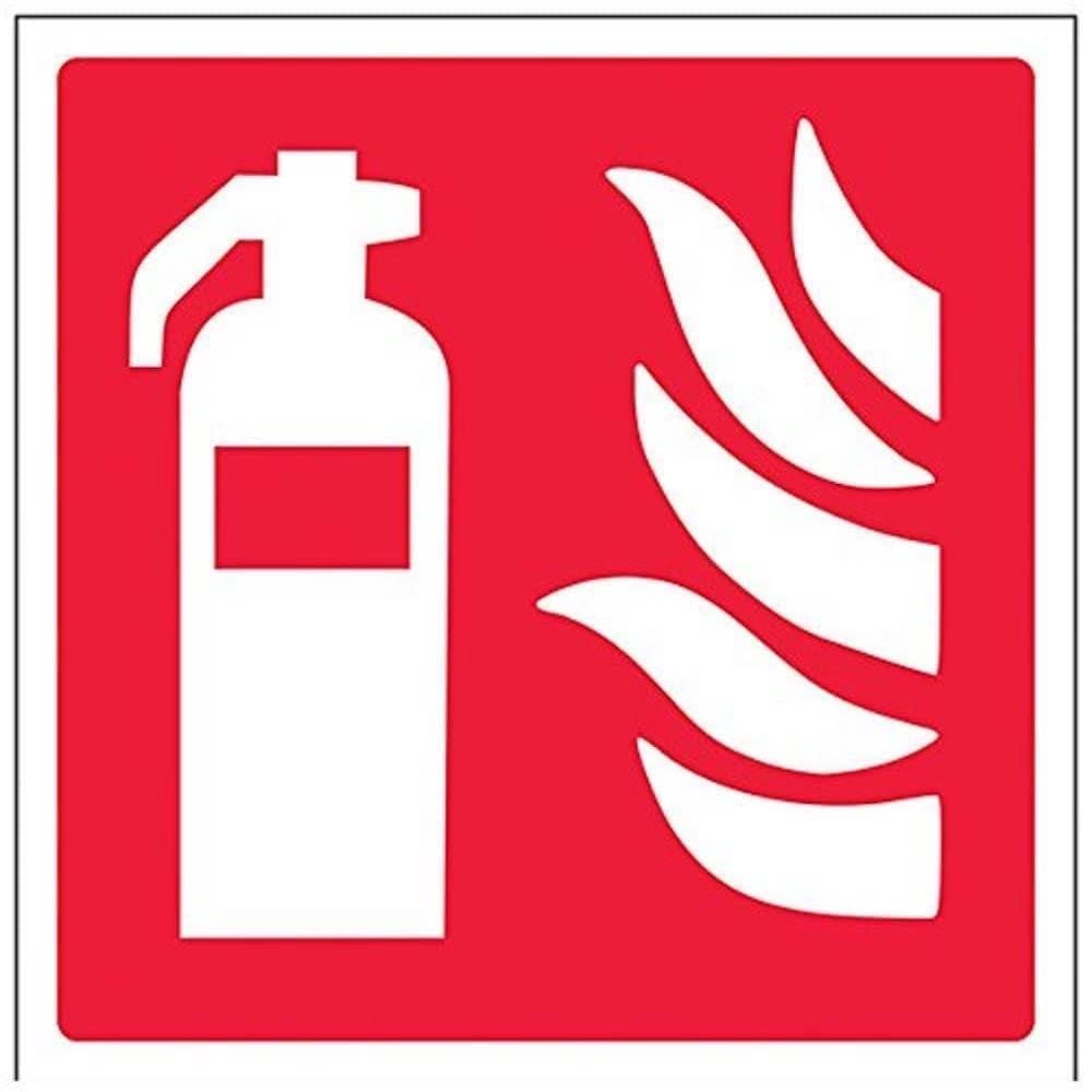 V Safety Fire Extinguisher Logo Sign - 150mm x 150mm - 1mm Rigid Plastic