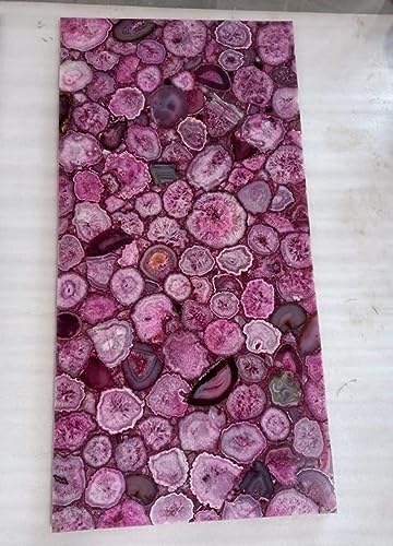 Mesa esquinera de ágata rosa, mesa de centro de ágata rosa, 18 x 18 pulgadas, hecha a mano, mesa auxiliar de ágata rosa para decoración de oficina