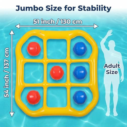 SpaceTime Pool Toys Games Set,53.9 × 51.1 × 5.5 in,Tic Tac Toe Inflatable Pool Floats Adult with 10 Balls,Floating Pool Games for Adults,Inflatable Pool Floaties for Pool Party (Yellow) - image 9