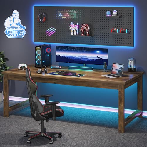 Image of Tribesigns Modern Computer Desk, 63 x 31.5 inch Large Office Desk Computer Table Study Writing Table Workstation for Home Office, Brown Wood