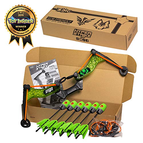 Zing HyperStrike Bow Youth Archery Pack, 1 Clear Green Bow, 6 Green Zonic Whistle Arrows and 1 Extra Orange Replacement Bungee, Eco-Friendly Packaging, Shoots Arrows Over 250 Feet - Image 3