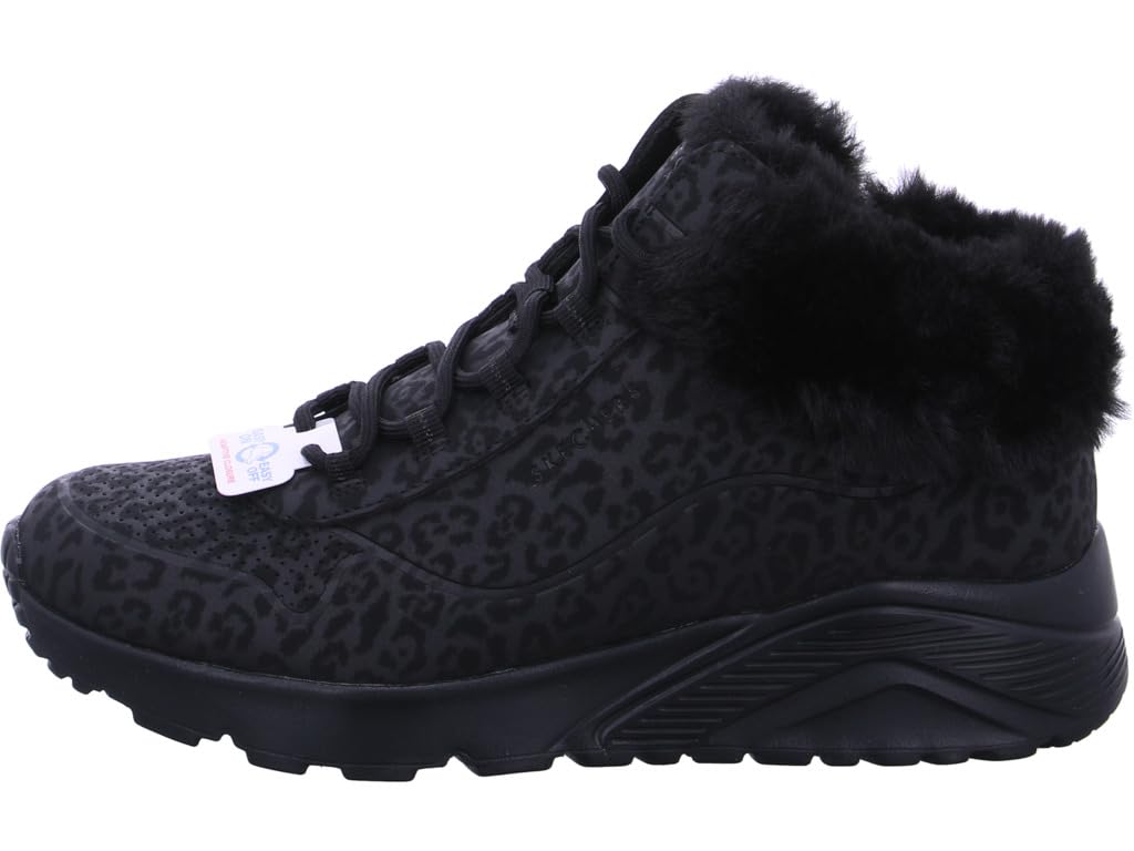 Skechers Mädchen UNO Lite Cozy LeopardSneaker | Air Cooled Memory Foam Warmfutter Schnürung und profilierte EVA Laufsohle