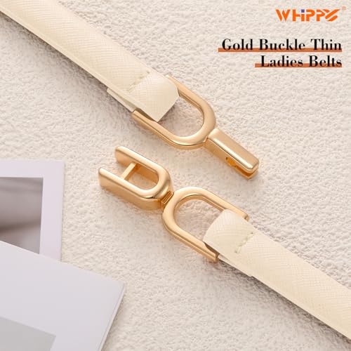 WHIPPY Women Skinny Leather Belt Adjustable Thin Waist Belt for Dress Pants Jeans3
