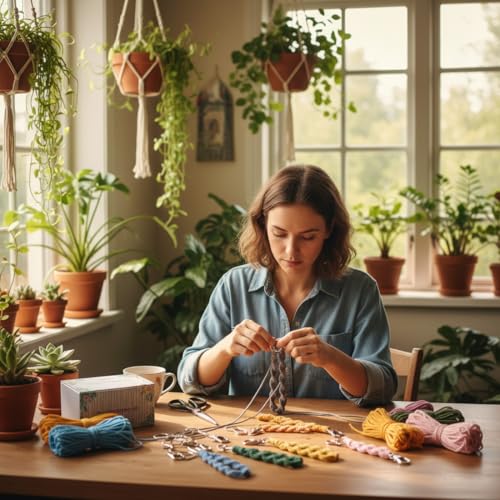 Kit de llavero de macramé para principiantes con cordón precortado y tutoriales paso a paso 3