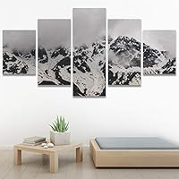 SIGNWIN 5 Panel Canvas Wall Art Monochromatic Mountains for Home Decorations Ready to Hang - 60