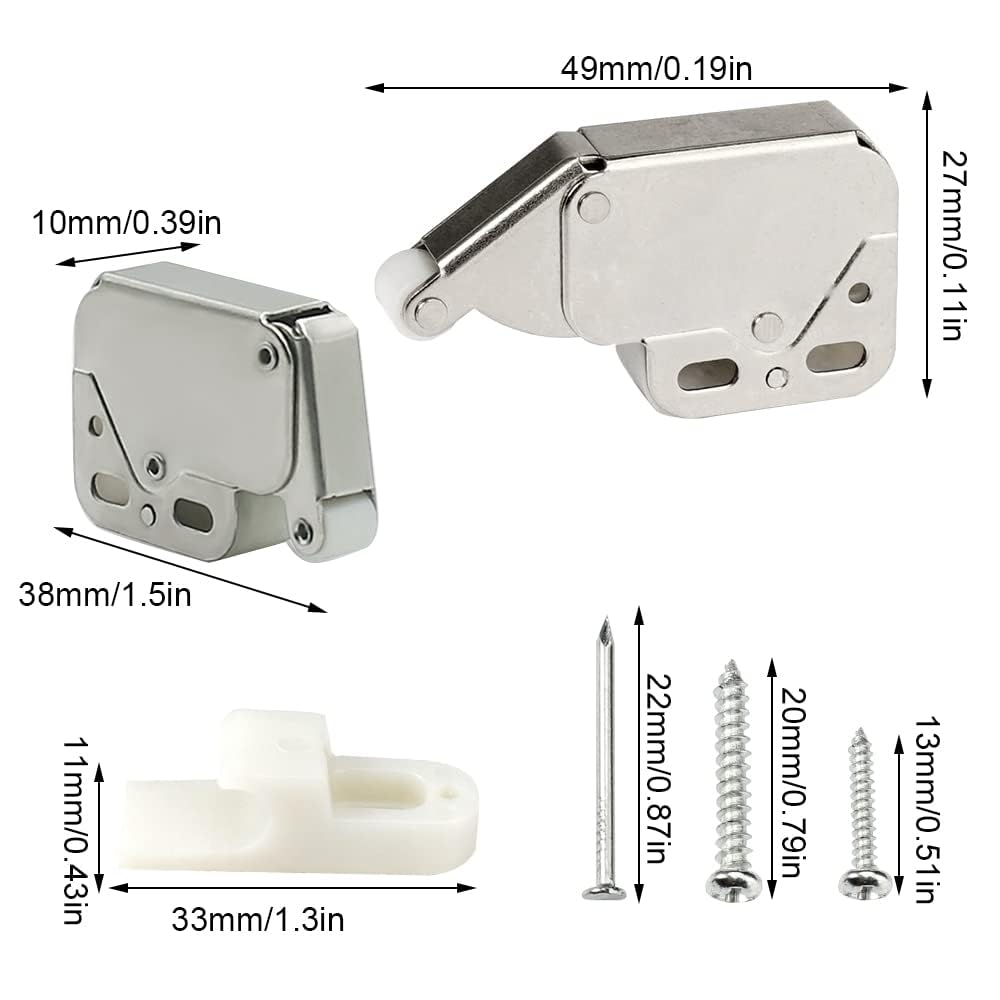 KineticKraft 6 Pieces Automatic Spring Catch, Mini Latch, Touch Release Catch Latch, Push to Open Door Catches, Touch Latch - Image 2
