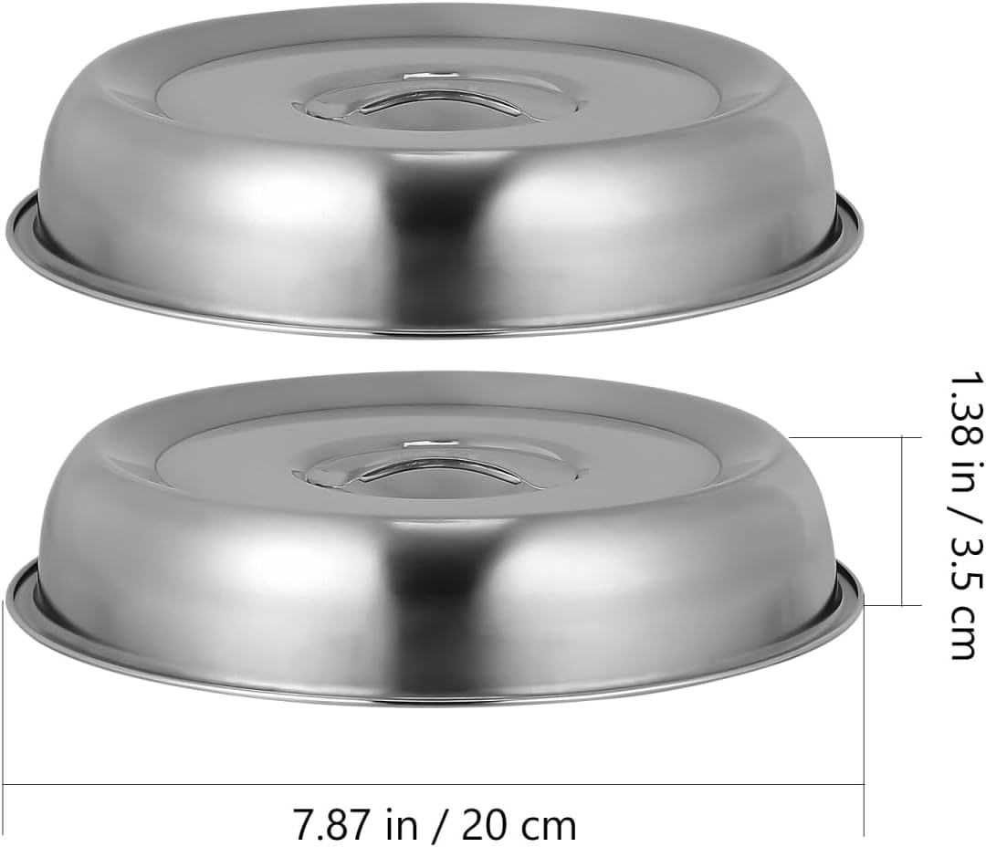 2Pcs Cheese Melting Dome Round Stainless Steel Basting Cover Wok Lids Griddle Grill Accessories for Kitchen Cooking Flat Top BBQ Indoor Outdoor Dishwasher Safe Heavy Duty