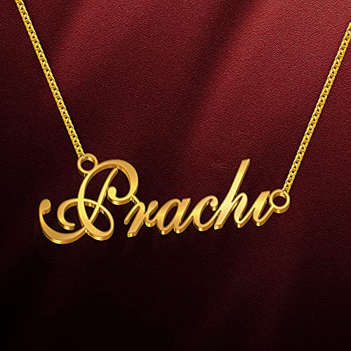Image of Prachi Cursive Gold & Silver Name Pendant Necklace, Best Jewelry Gift for Girls.