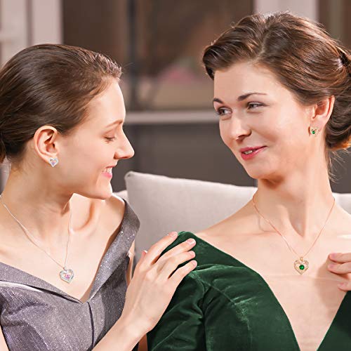 Cde Forever Love Heart Women Necklace 925 Sterling Silver Rose Gold Plated Birthstone Pendant Necklaces For Women With Cubic Jewelry Gifts Birthday Gift For Mom Women Wife Girls Her #TOP5