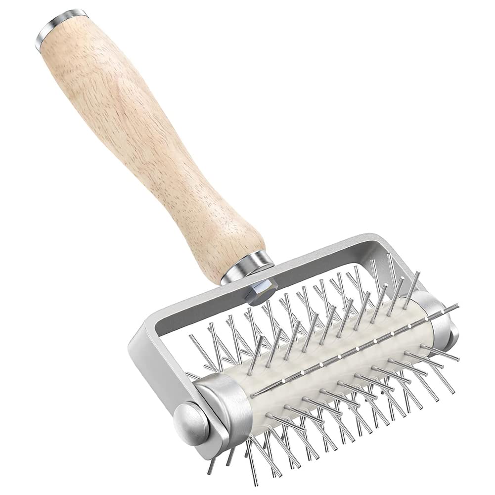 Yangyou Pastry Roller with Stainless Steel Spikes Pizza Tool,Prevents Dough from Blistering,Pizza Making Accessories